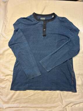 Cooper Jones Supply Men's Indigo Blue Double Cloth Long Sleeve Henley
